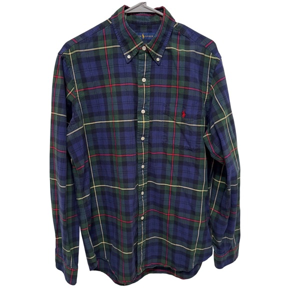 Ralph Lauren Other - Ralph Lauren Mens Plaid Button Down Shirt Navy Green Red Cotton Large Pony Logo